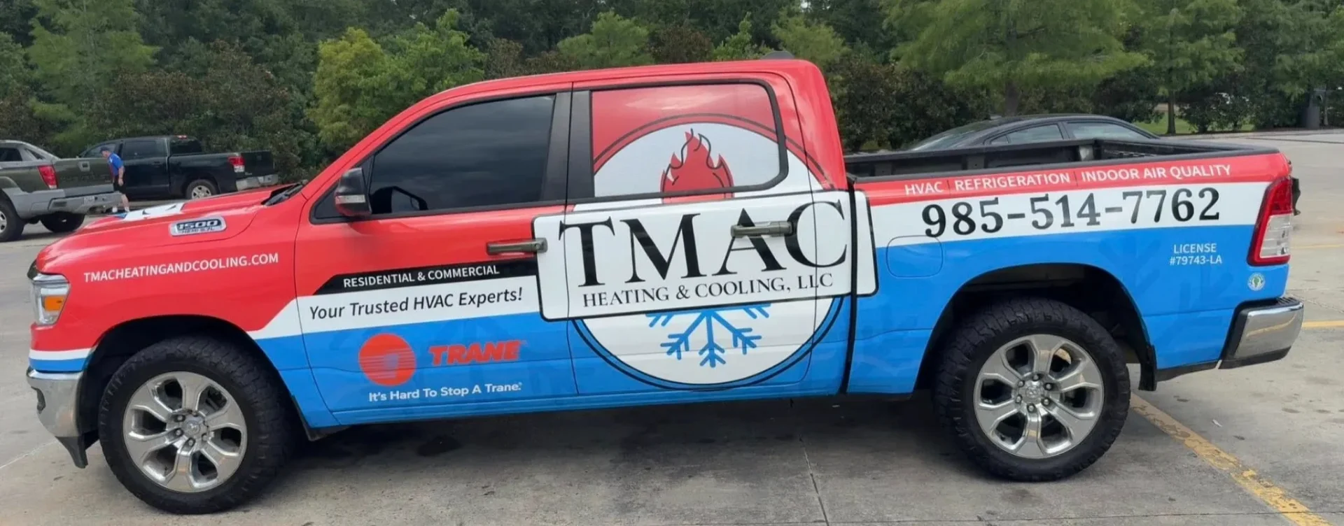 TMAC Heating & Cooling branded service truck in Kentwood, Louisiana